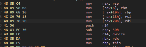 Hexadecimal representation of function start
